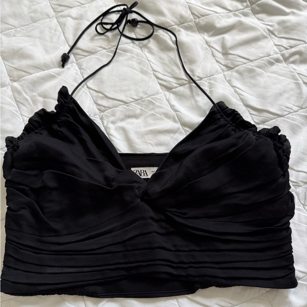 Black Halter Crop Top
